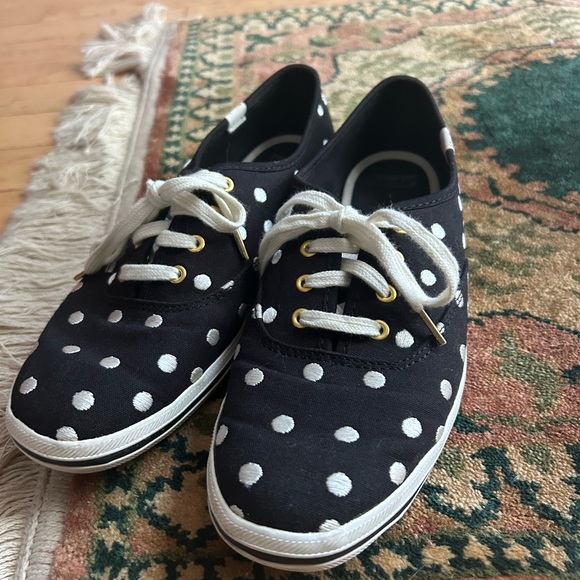 Kate Spade Keds Black Sneakers with White Polka Dots 8 - Picture 1 of 16